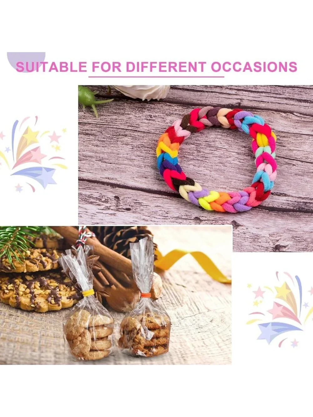 350 PCS Multicolor Soft Cotton Hair Ties - Seamless Hair Bands for All Styles